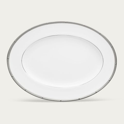  Đĩa Oval cỡ nhỏ (SM) dài 31,2cm sứ xương | Noritake Rochelle Platinum 4795L - 97245 