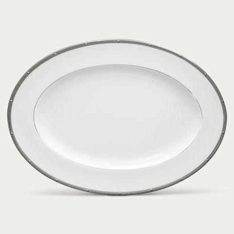  Đĩa Oval cỡ vừa (MD) dài 36,8cm sứ xương | Noritake Rochelle Platinum 4795L - 97244 