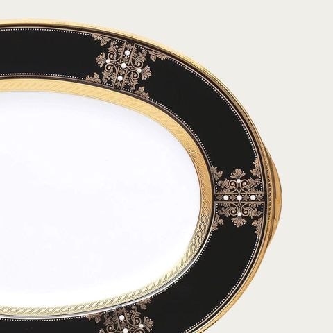  Đĩa Oval cỡ vừa (MD) dài 37,2cm sứ xương Nhật Bản | Noritake Evening Majesty 4818J - 59544 