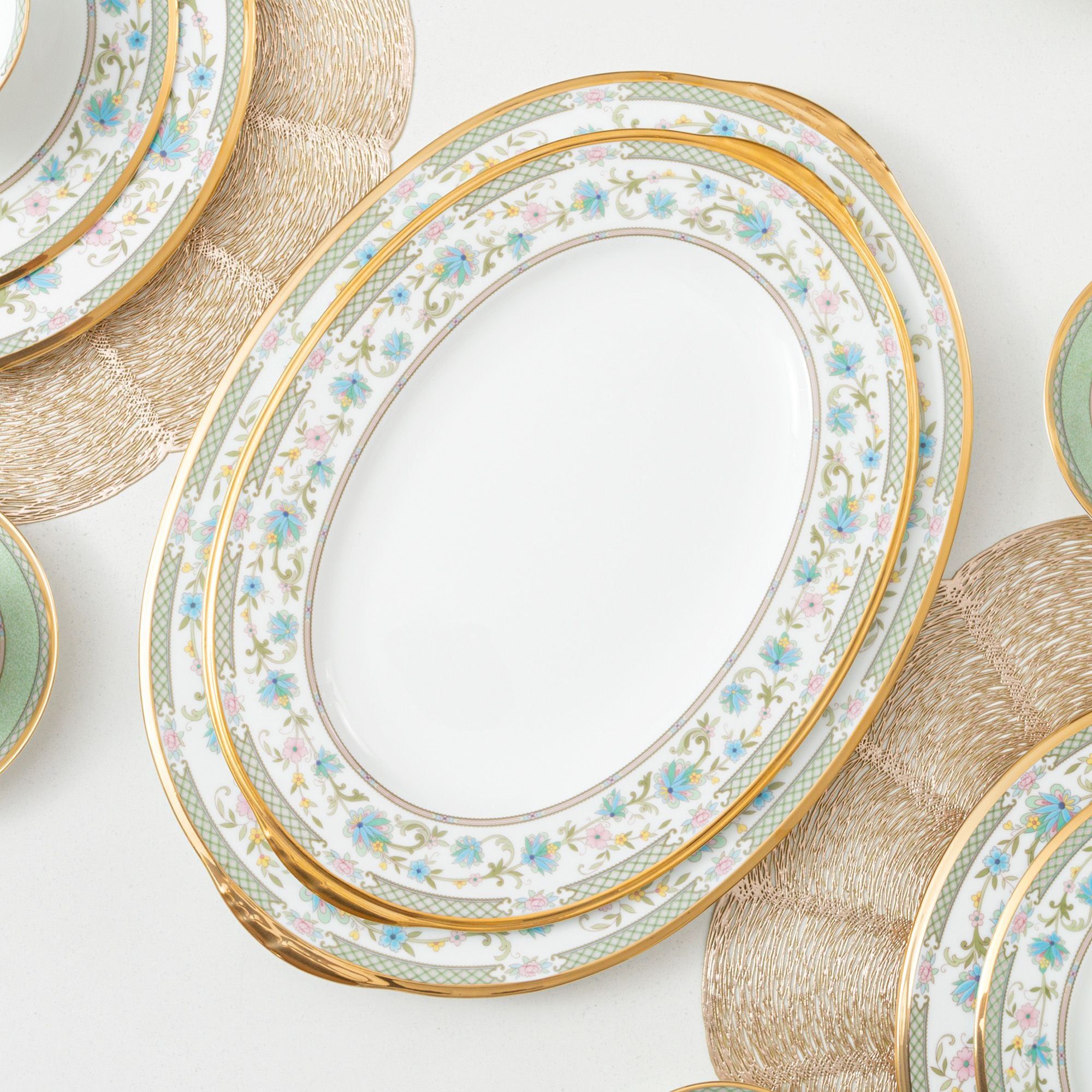 Đĩa Oval cỡ vừa (MD) dài 37,2cm sứ xương Nhật Bản | Noritake Yoshino 9983J - 59544