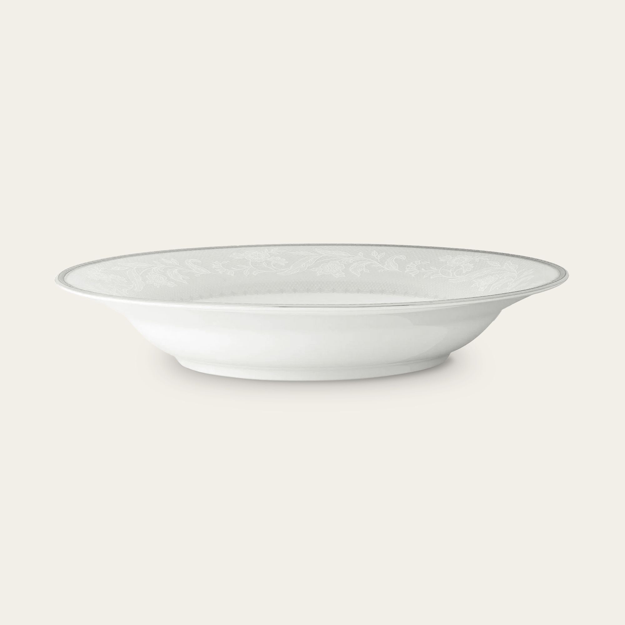 Đĩa sâu lòng 22,6cm dung tích 300ml sứ trắng | Noritake Flanders Platinum 1715L - 91398
