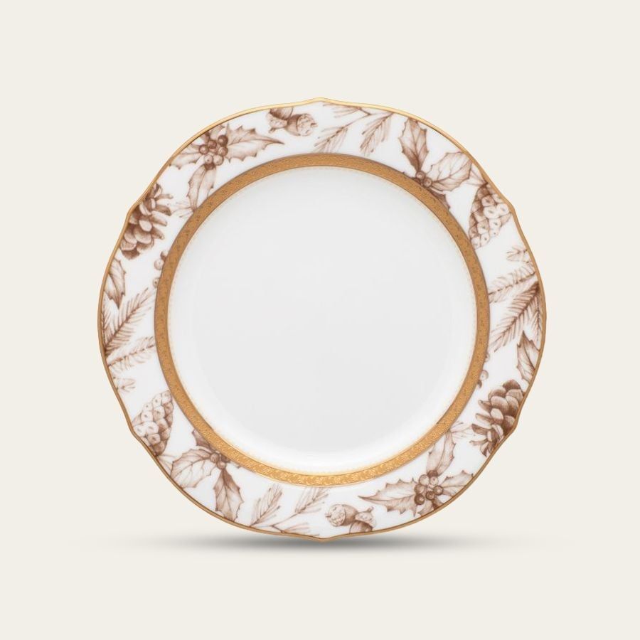 Đĩa tròn cỡ vừa (loại đặc biệt) 23cm phiên bản Giáng Sinh sứ trắng | Noritake Charlotta Holiday 1716-2L - 91310