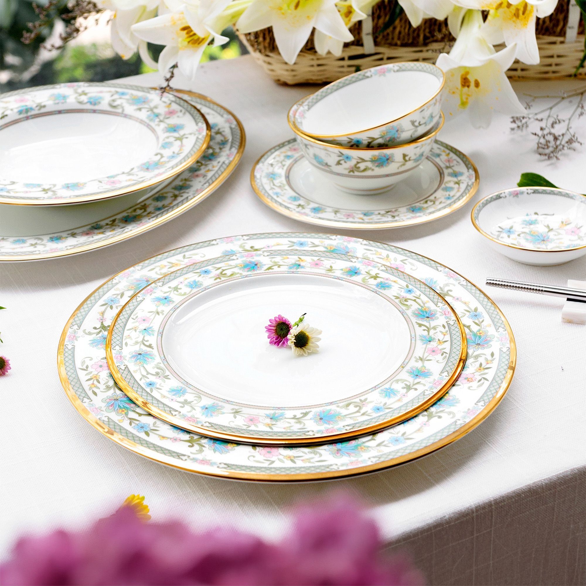 Đĩa tròn cỡ lớn đường kính 27,6cm sứ xương Nhật Bản | Noritake Yoshino 9983J - 59520