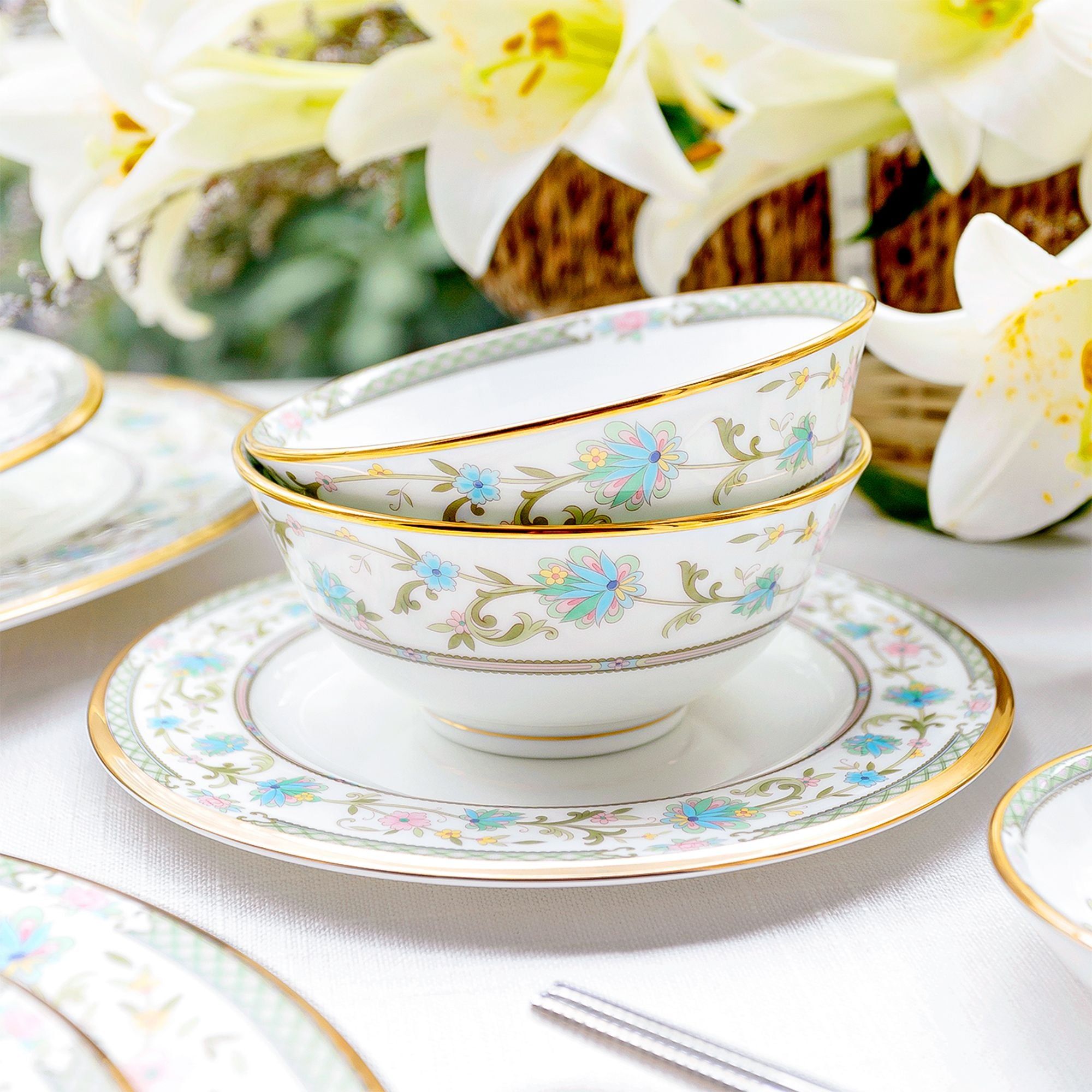 Đĩa tròn cỡ nhỏ đường kính 17,2cm lót bát (chén) cơm sứ xương Nhật Bản | Noritake Yoshino 9983J - 59512