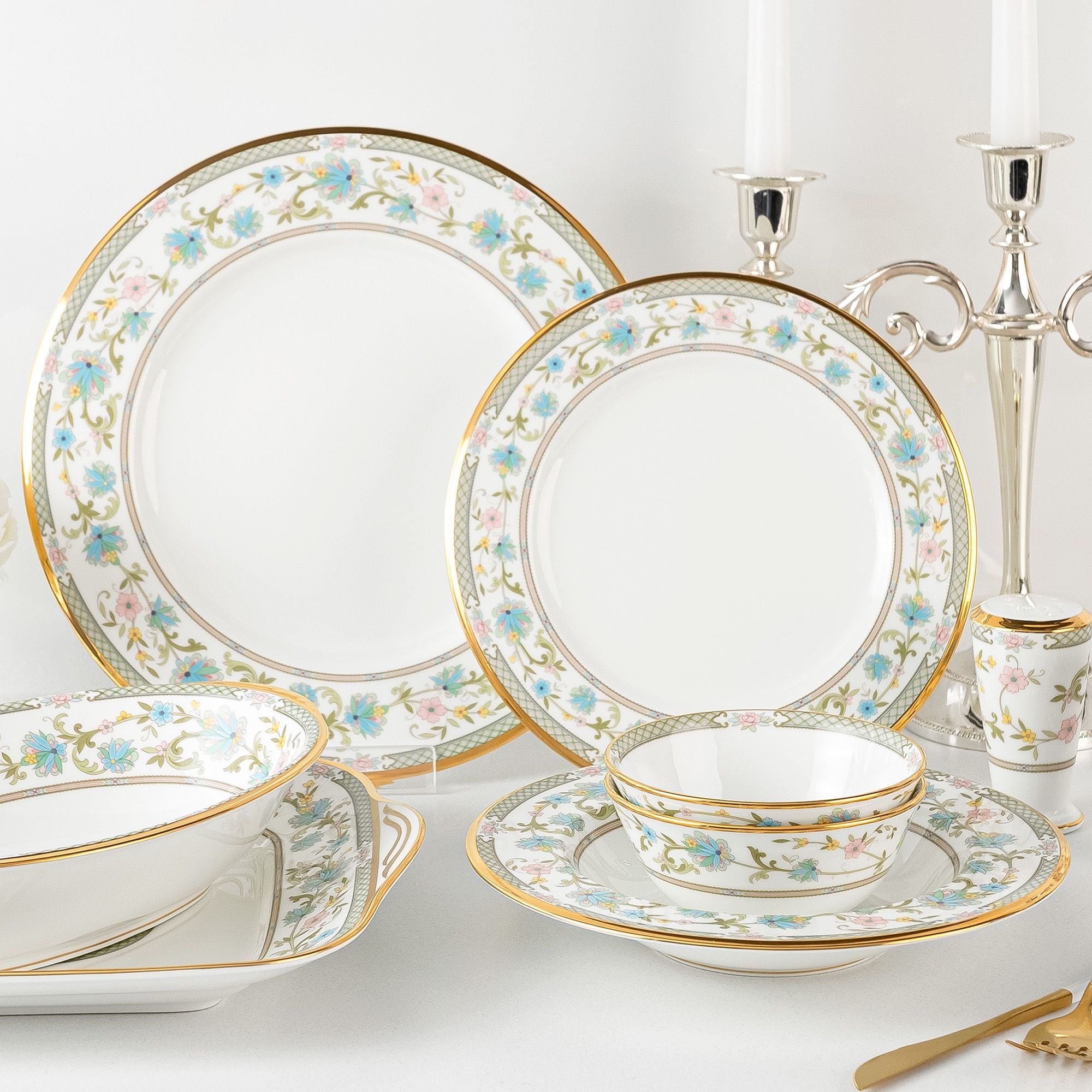 Đĩa tròn cỡ vừa đường kính 21,8cm sứ xương Nhật Bản | Noritake Yoshino 9983J - 59511