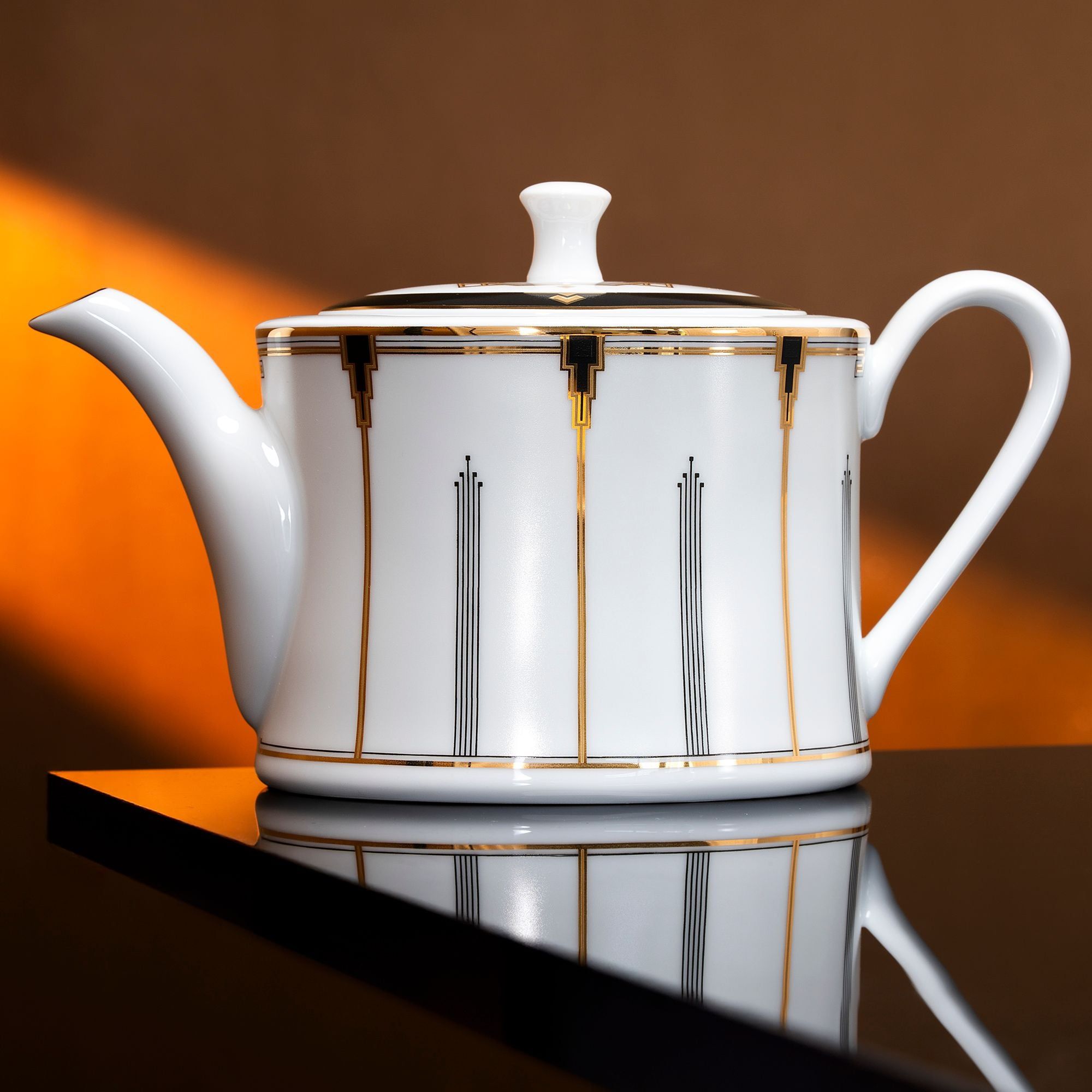 Bộ ấm chén uống trà nhỏ (ấm 630ml, chén 100ml) 13 món sứ trắng | Noritake Empire Gold 1786L - T014S