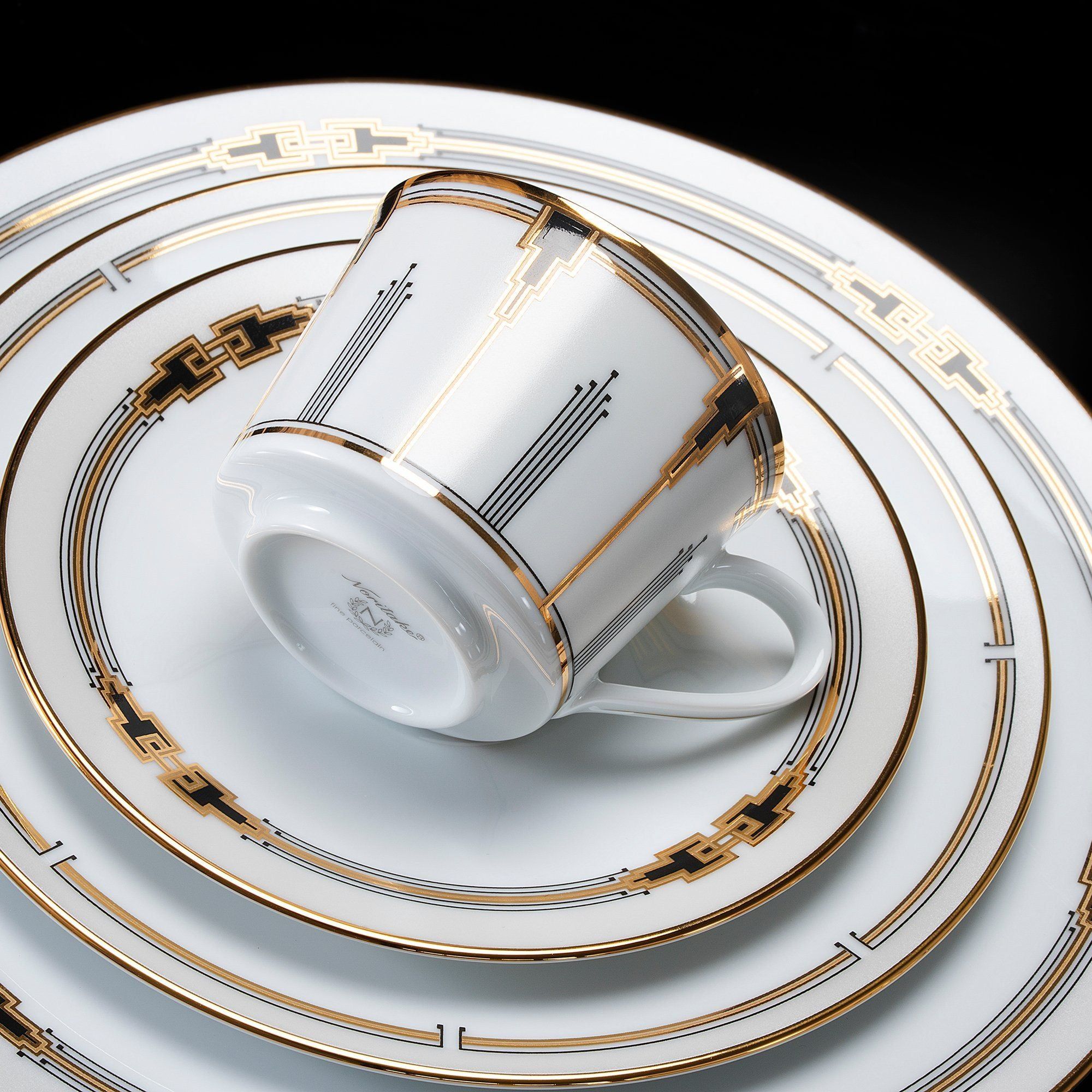 Bộ ấm chén uống trà nhỏ (ấm 630ml, chén 100ml) 13 món sứ trắng | Noritake Empire Gold 1786L - T014S