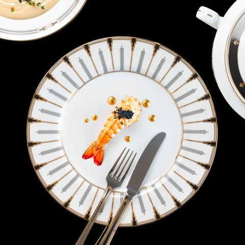  Bộ đĩa ăn kiểu Âu 22 món (cho 6 người) sứ trắng | Noritake Empire Gold 1786L - D024AM 