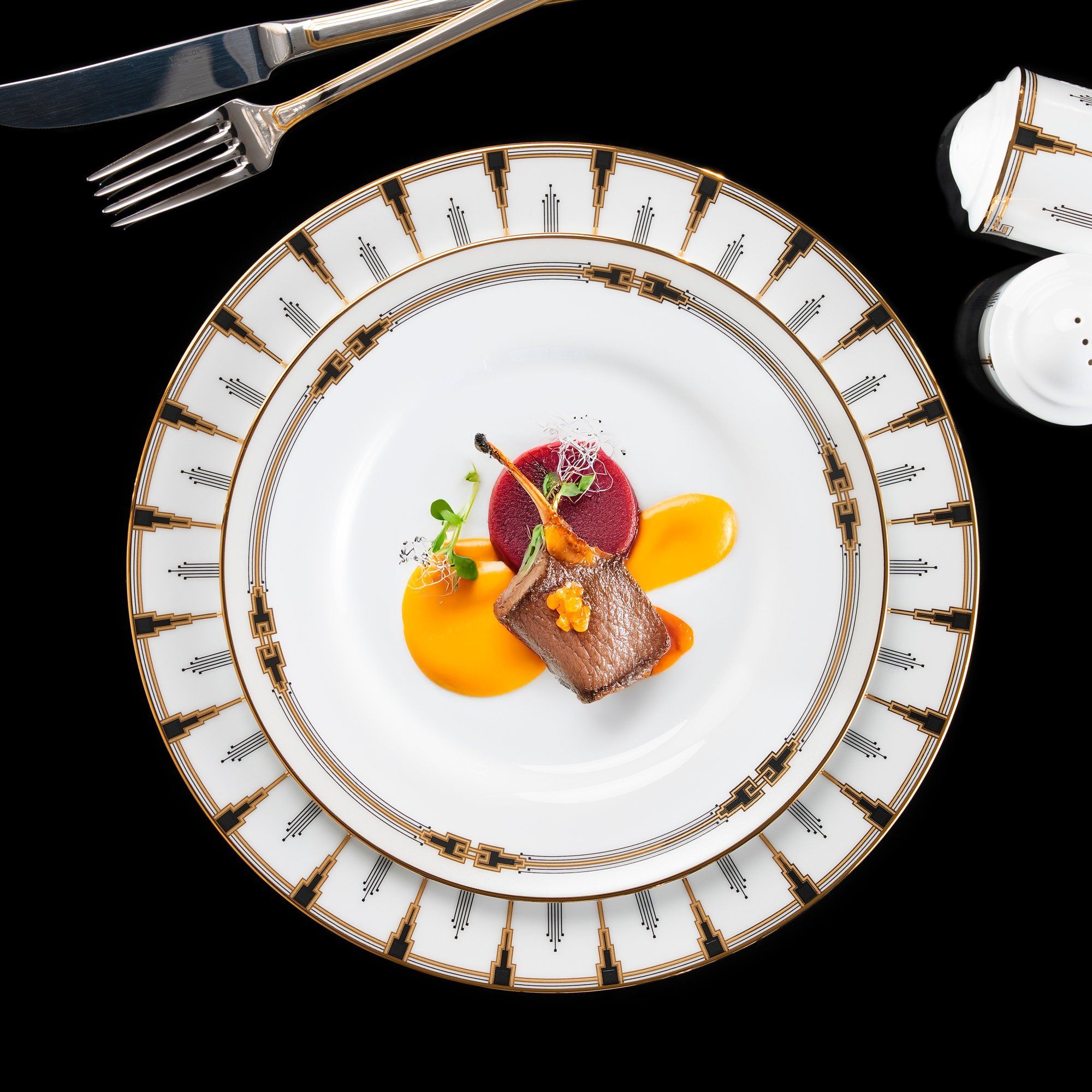 Bộ đĩa ăn kiểu Âu 22 món (cho 6 người) sứ trắng | Noritake Empire Gold 1786L - D024AM