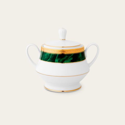  Bình (hũ) đường có nắp đậy dung tích 370ml sứ trắng | Noritake Majestic GREEN M-164L - 91127 