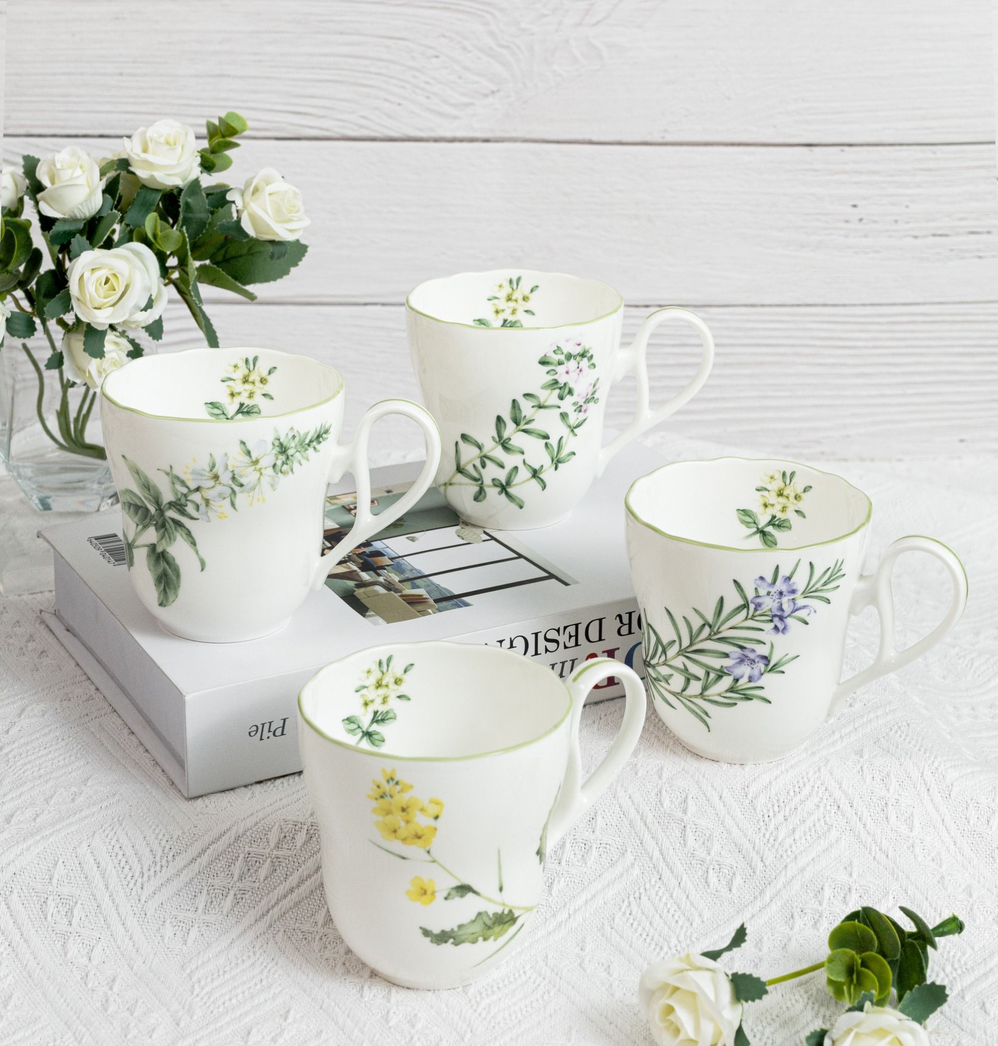 Cốc (ly) uống nước, cà phê dung tích 375ml sứ xương | Noritake English Herbs 4942-3L - T97855