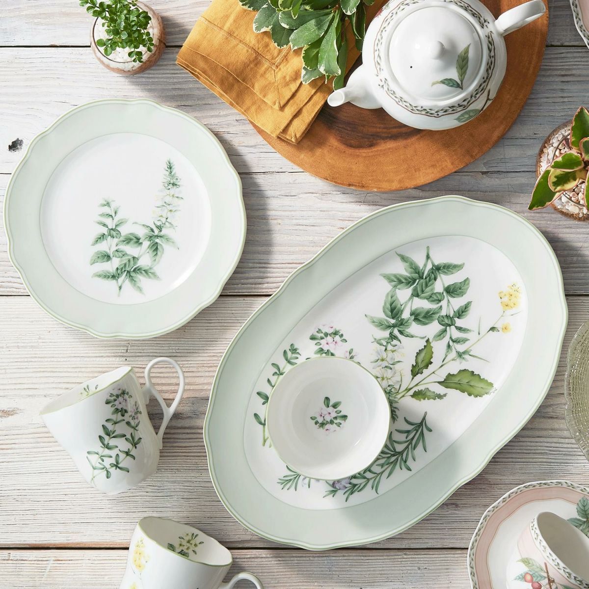 Đĩa Oval cỡ vừa (MD) dài 37,8cm sứ xương | Noritake English Herbs 4942L - 97844