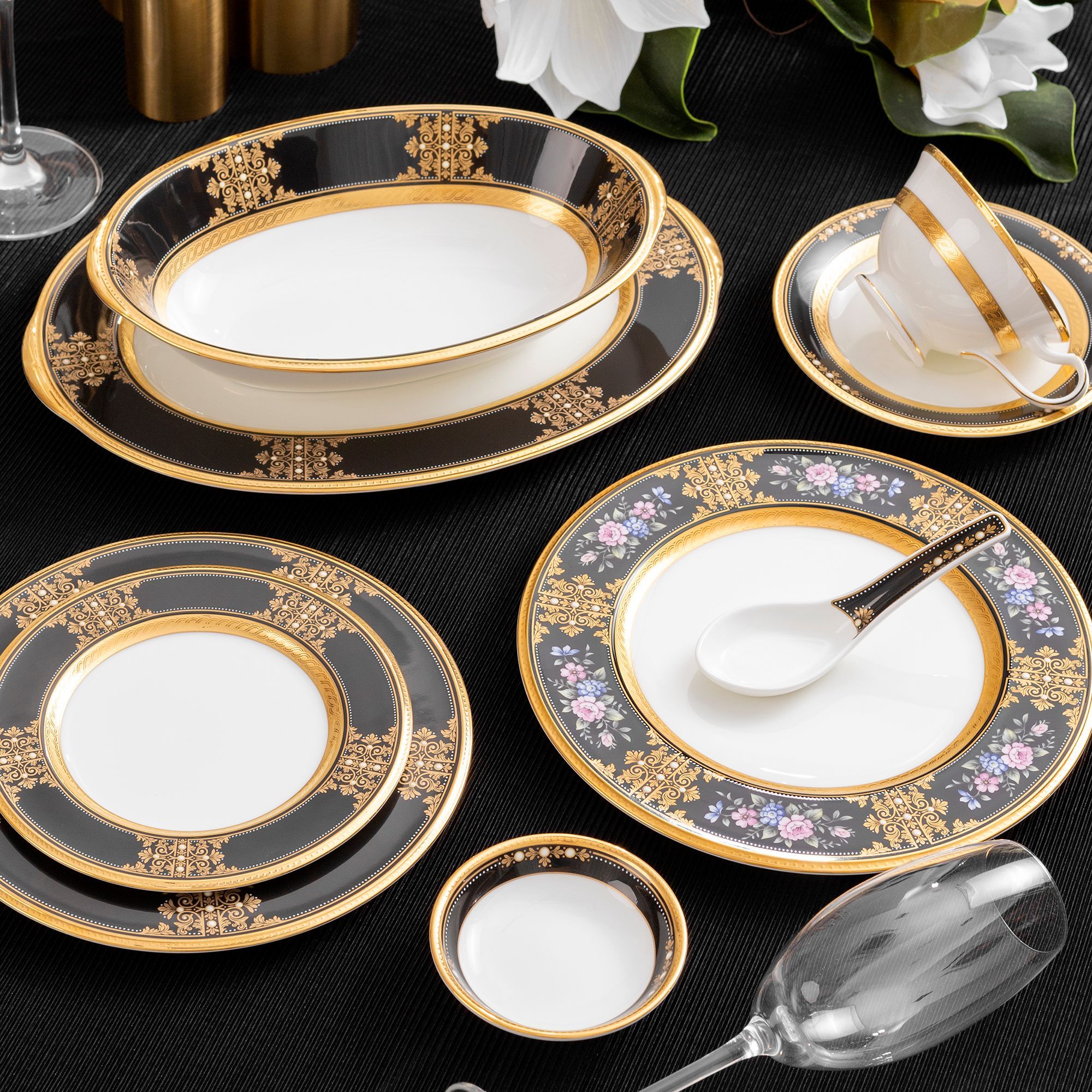 Đĩa Oval cỡ nhỏ (SM) dài 32cm sứ xương Nhật Bản | Noritake Evening Majesty 4818J - 59545