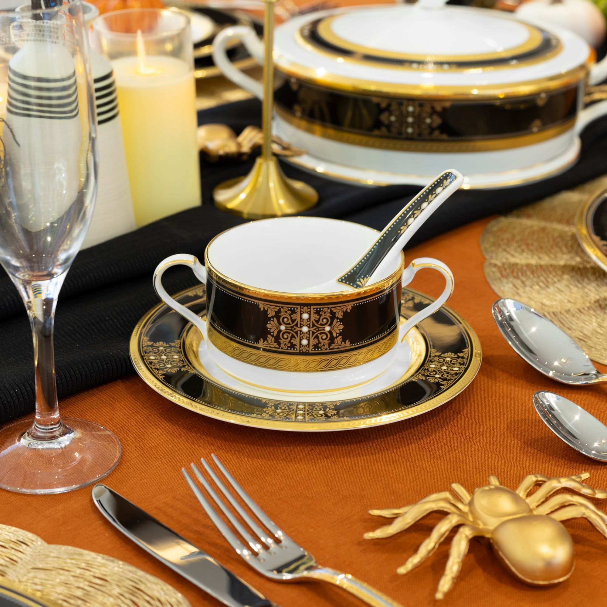 Bát (chén) 295ml ăn súp kem (creamsoup) có quai cầm sứ xương Nhật Bản | Noritake Evening Majesty 4818J - 59572C