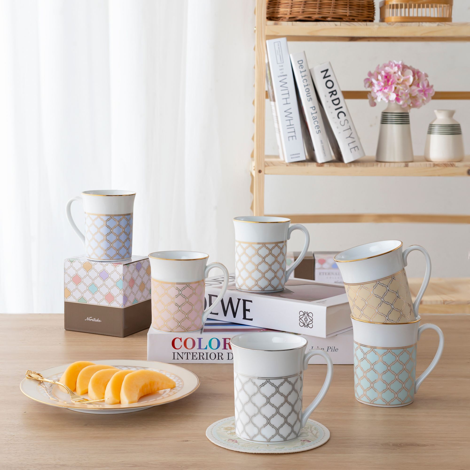 Cốc (ly) uống nước, cà phê dung tích 310ml sứ trắng | Noritake Eternal Mint 1742L - Q001EA