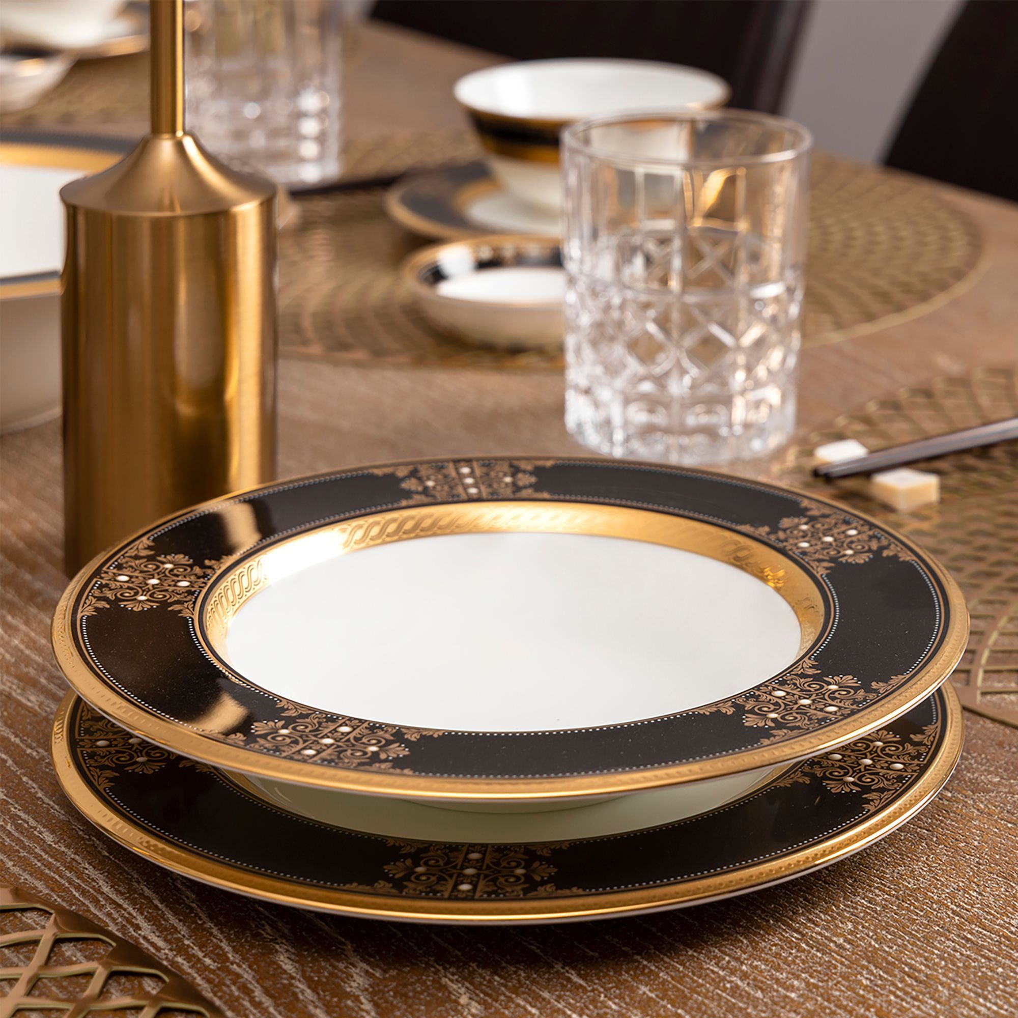 Đĩa sâu lòng 21,6cm dung tích 330ml sứ xương Nhật Bản | Noritake Evening Majesty 4818J - 59597