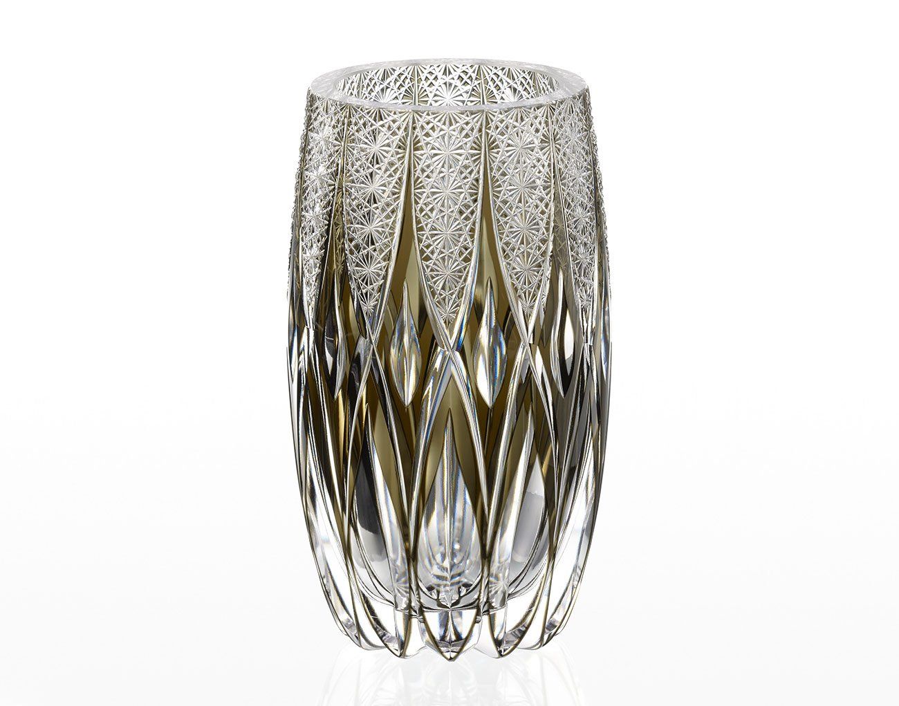 Bình hoa (lọ hoa) pha lê "RuRu" 20,6cm màu xanh trà được chế tác bởi nghệ nhân Tatsuya Nemoto | Kagami Crystal F684 - 3037-BLK