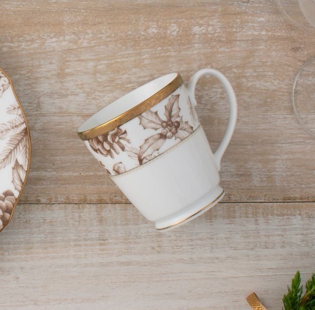 Cốc (ly) uống nước, cà phê 370ml phiên bản Giáng Sinh sứ trắng | Noritake Charlotta Holiday 1716-2L - T91058K