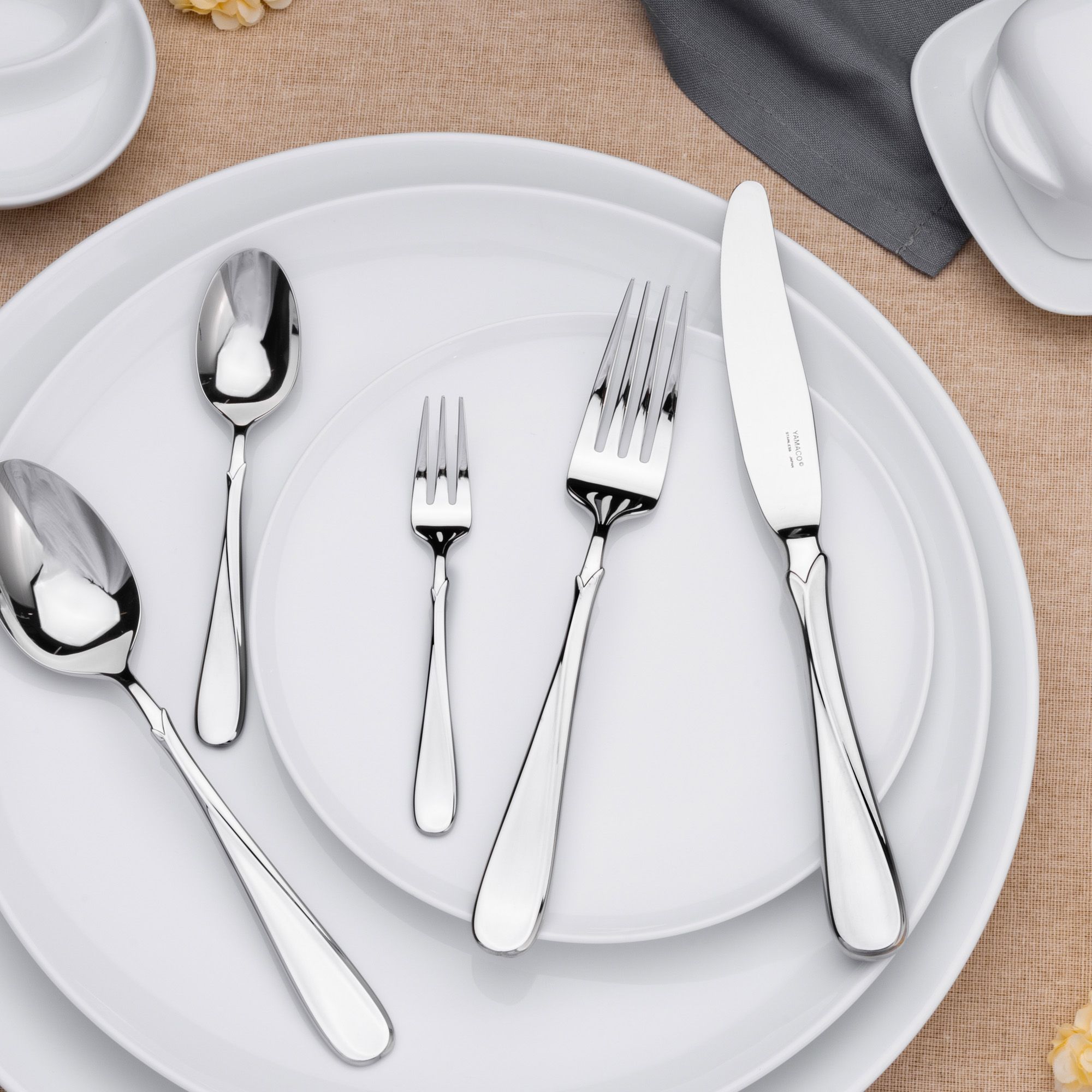 Bộ dao muỗng nĩa (dao thìa dĩa) 25 món hình hoa Tulip cho 5 người | Yamaco Flora FLS - 25