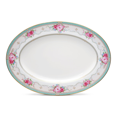  Đĩa Oval cỡ vừa (MD) dài 36,8cm sứ xương | Noritake Palace Rose 4863L - 97244 