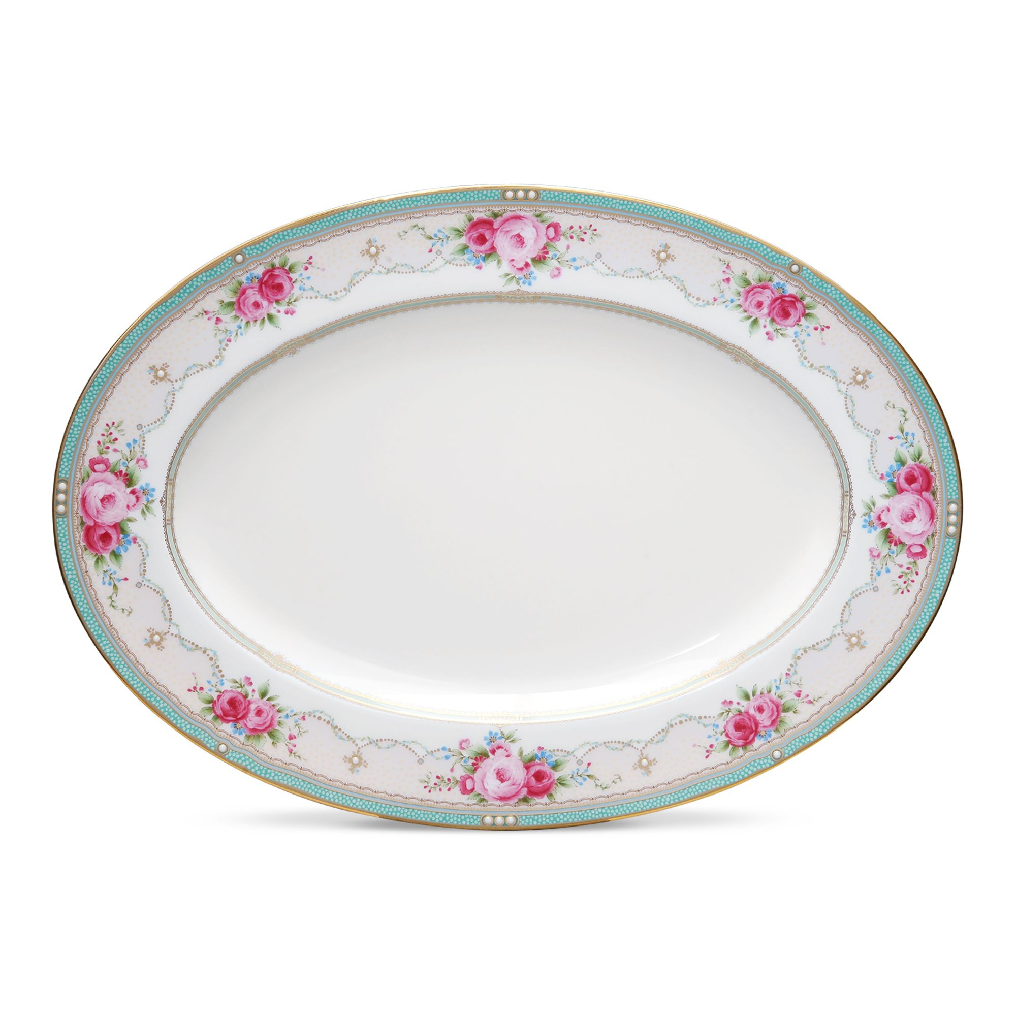 Đĩa Oval cỡ vừa (MD) dài 36,8cm sứ xương | Noritake Palace Rose 4863L - 97244