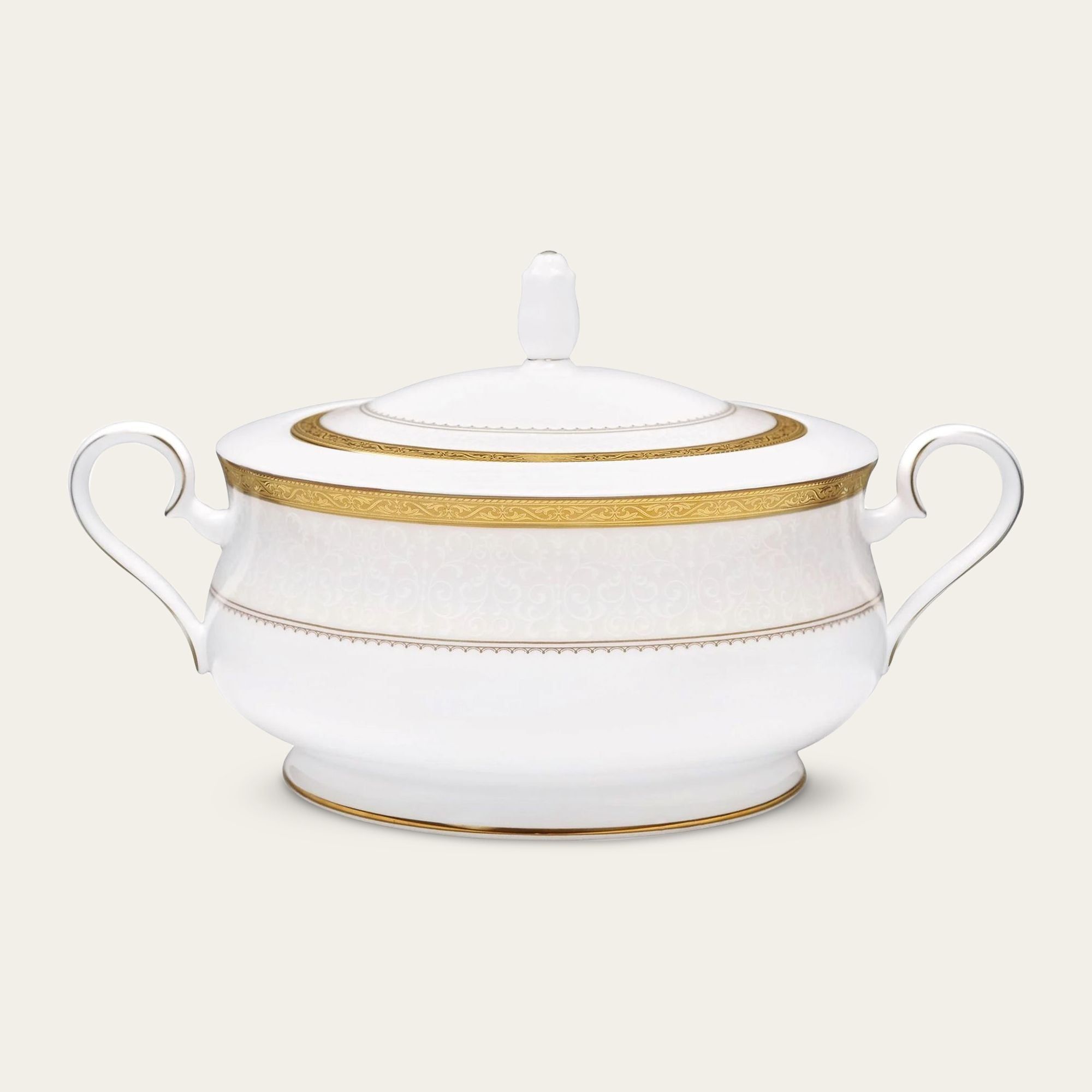 Âu cơm (thố cơm) có nắp dung tích 2.400ml sứ xương | Noritake Odessa Gold 4874L - 97229