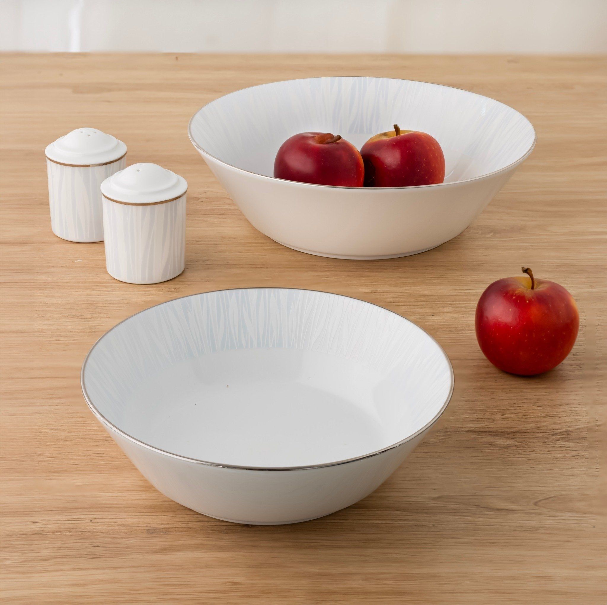 Bộ bát đĩa ăn châu Á cơ bản 22 món (cho 6 người) sứ trắng | Noritake Glacier Platinum 1702L - D022AB