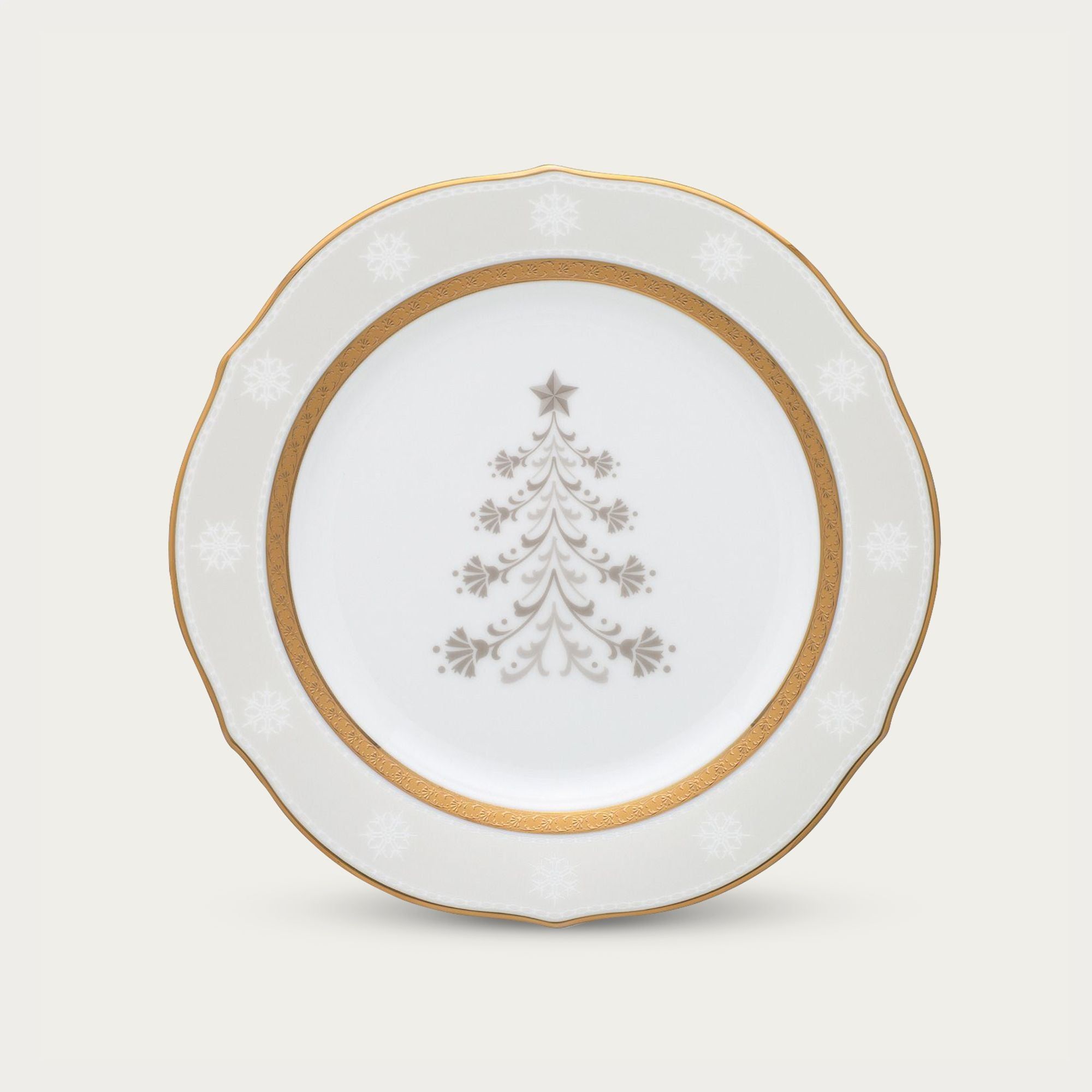 Đĩa tròn cỡ vừa (loại đặc biệt) 23cm phiên bản Giáng Sinh sứ trắng | Noritake Charlotta Holiday 1716-3L - 91310