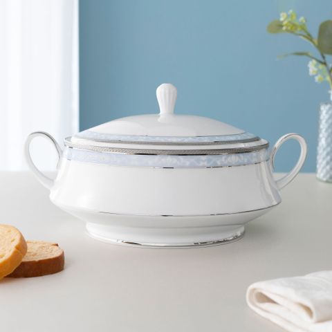  Âu cơm (thố cơm) có nắp dung tích 1.800ml sứ trắng | Noritake Hampshire Platinum 4336L - 91129 