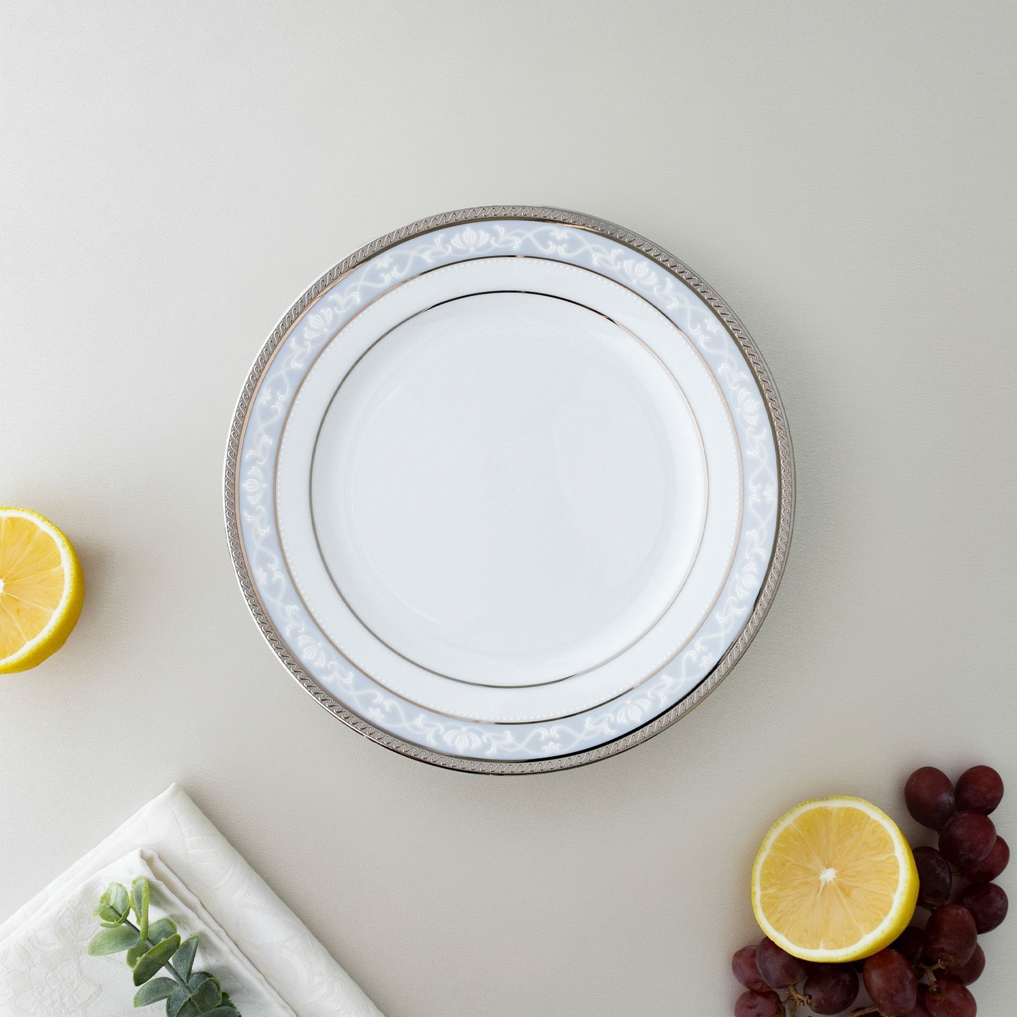 Đĩa tròn cỡ nhỏ đường kính 16,2cm lót bát (chén) cơm sứ trắng | Noritake Hampshire Platinum 4336L - 91312