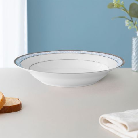  Đĩa sâu lòng 22,6cm dung tích 300ml sứ trắng | Noritake Hampshire Platinum 4336L - 91398 