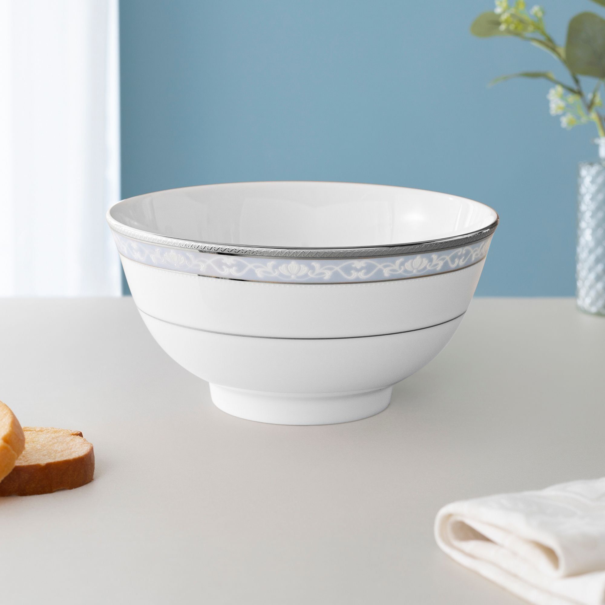 Bát mỳ (tô mỳ) đường kính 16,2cm dung tích 850ml sứ trắng | Noritake Hampshire Platinum 4336L - 91895