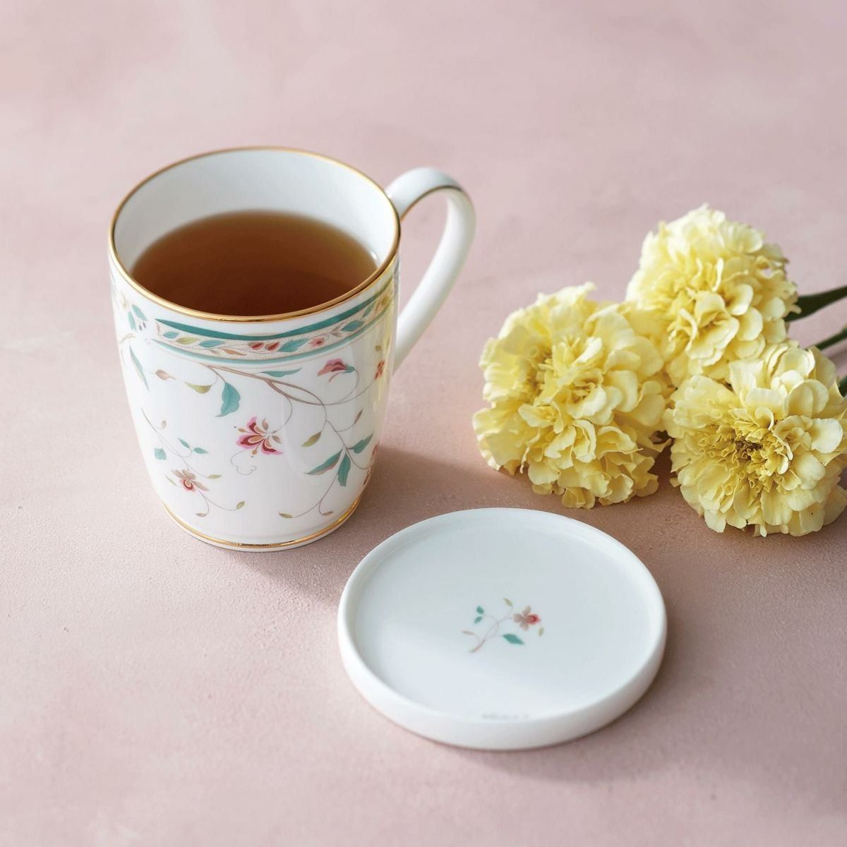 Nắp kiêm đế lót cốc (ly) uống nước, cà phê sứ xương | Noritake Hana Sarasa 4409L - 97274