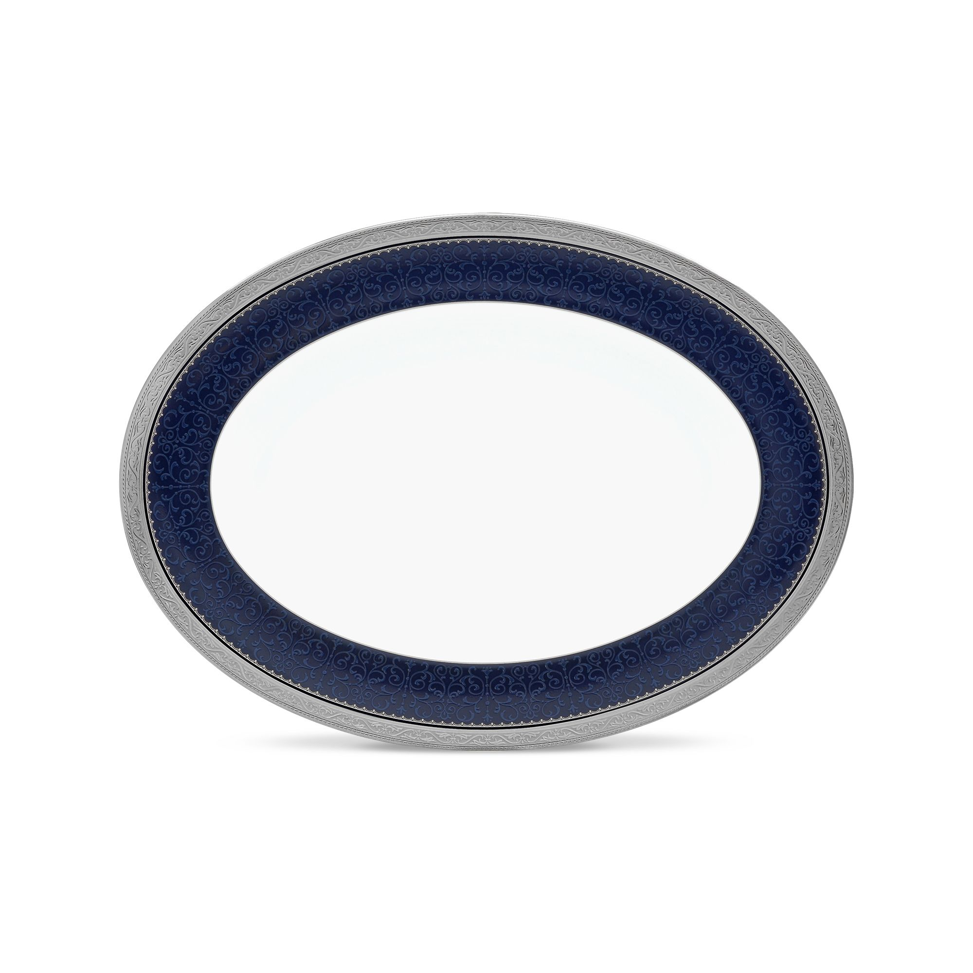 Đĩa Oval cỡ nhỏ (SM) dài 31,2cm sứ xương | Noritake Odessa Cobalt Platinum 4922L - 97245