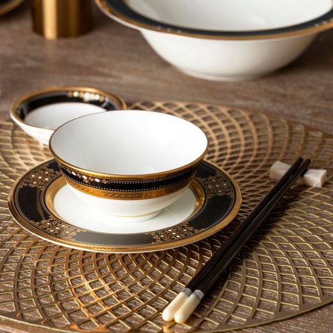  Bộ bát đĩa ăn châu Á đầy đủ 38 món (cho 6 người) sứ xương Nhật Bản | Noritake Evening Majesty 4818J - D038AA 