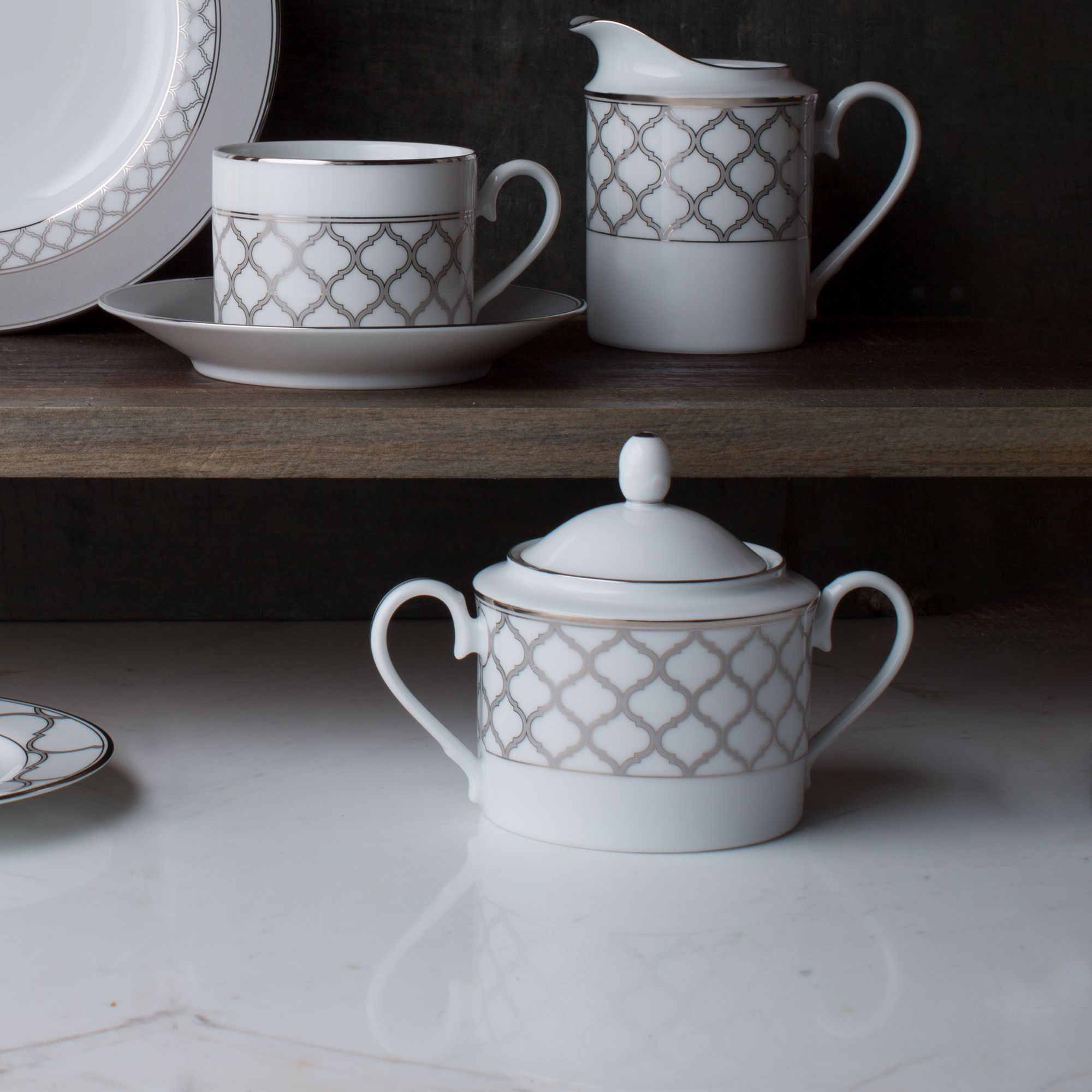 Bình (hũ) đường có nắp đậy dung tích 360ml sứ trắng | Noritake Eternal Palace 1717L - 91027