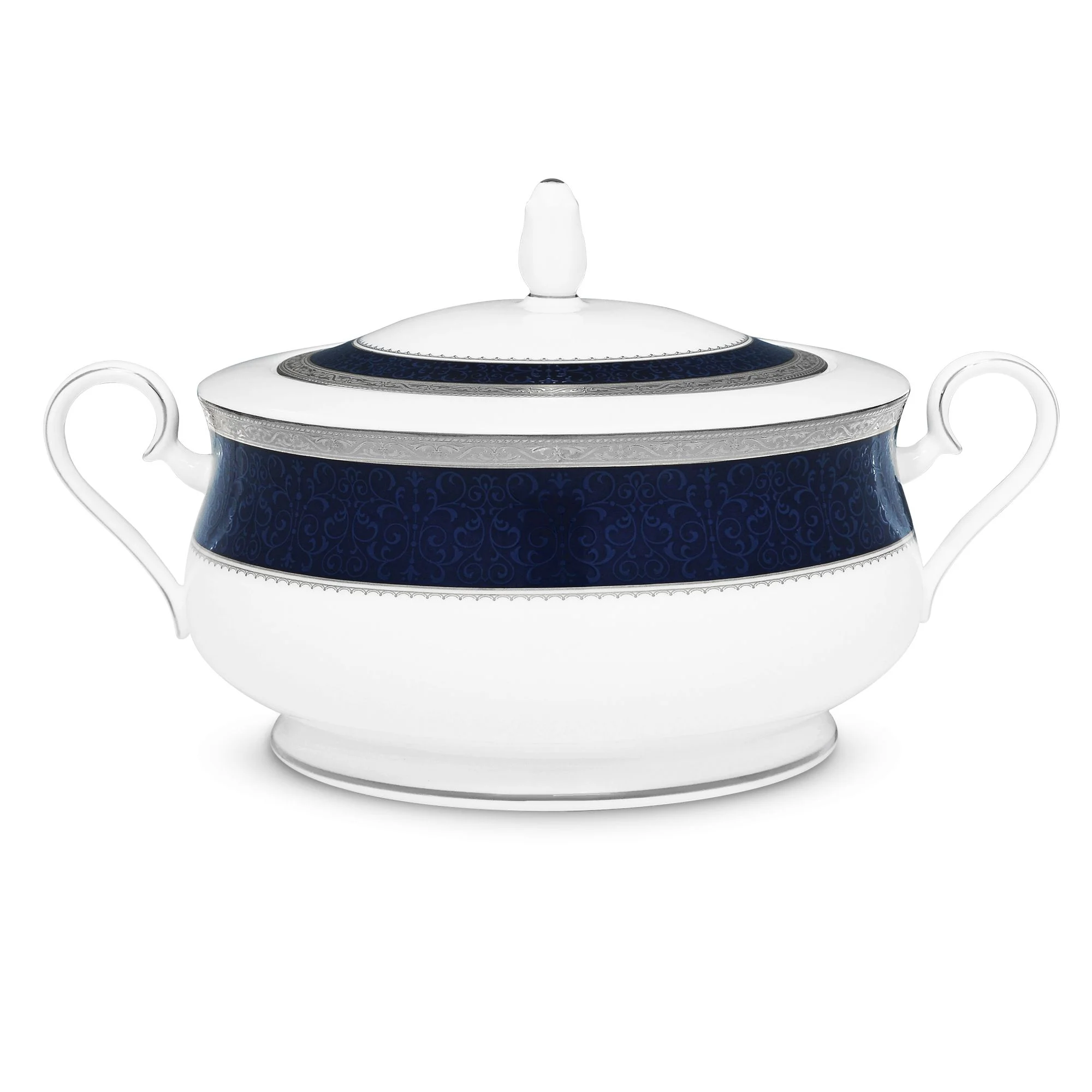 Âu cơm (thố cơm) có nắp dung tích 2.400ml sứ xương | Noritake Odessa Cobalt Platinum 4922L - 97229