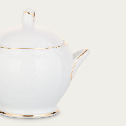  Bình (hũ) đường có nắp đậy dung tích 215ml sứ trắng | Noritake Princess Bouquet Gold 1660L - 94427 