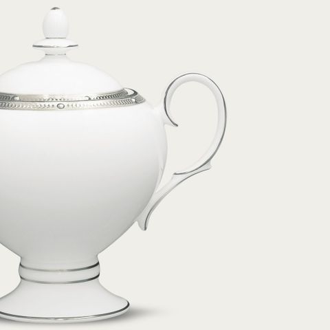  Bình (hũ) đường có nắp đậy dung tích 325ml sứ xương | Noritake Rochelle Platinum 4795L - 50727A 
