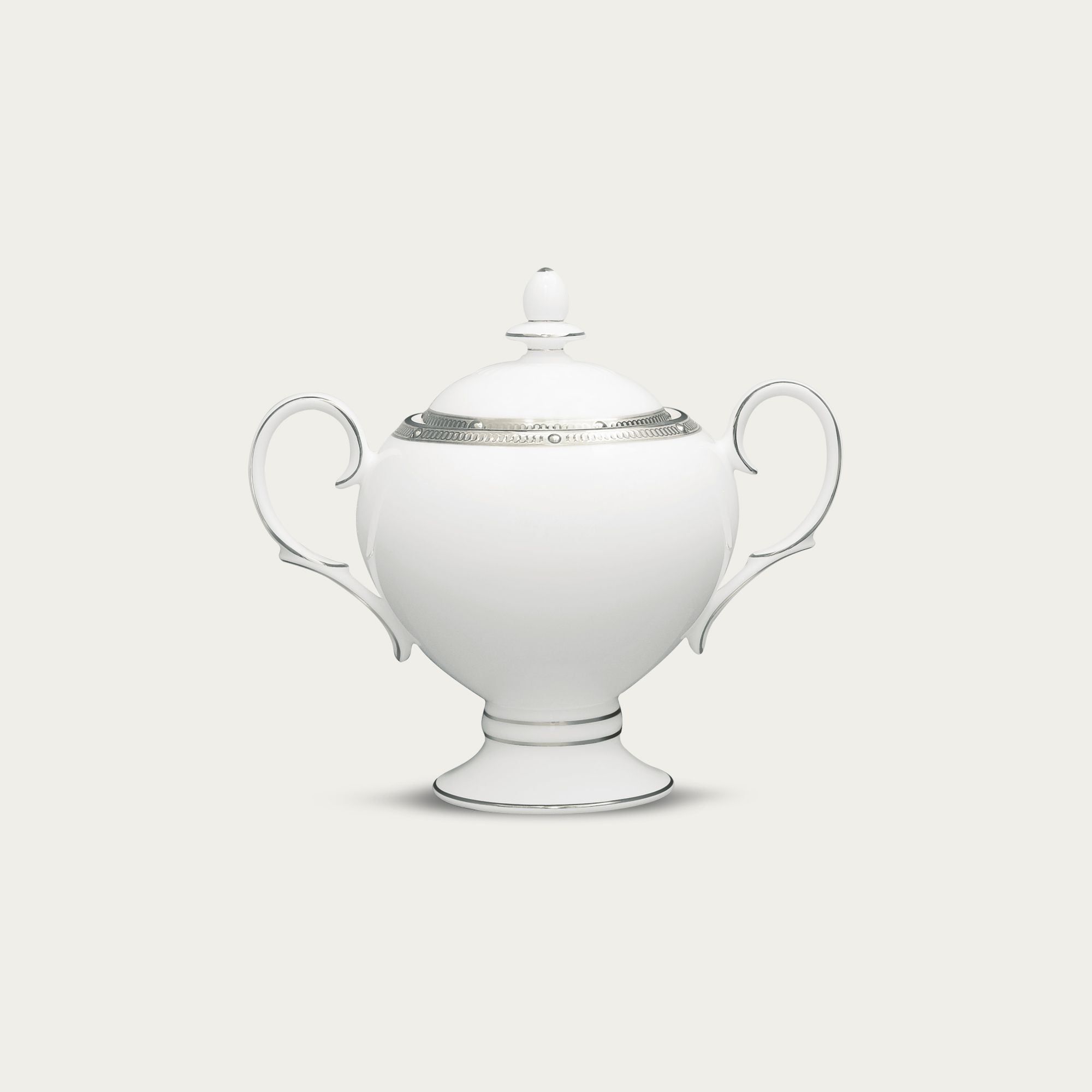 Bình (hũ) đường có nắp đậy dung tích 325ml sứ xương | Noritake Rochelle Platinum 4795L - 50727A