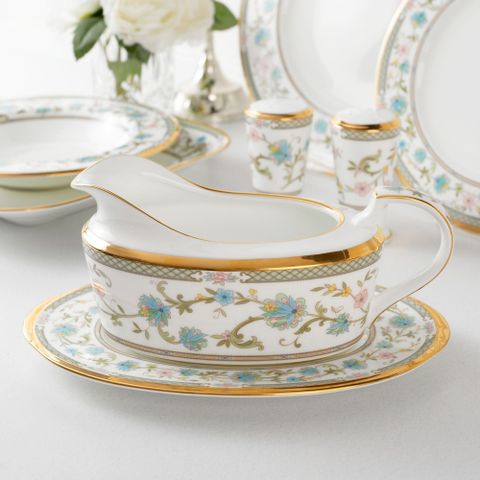  Bình (hũ) đựng nước xốt dung tích 580ml kèm đĩa lót sứ xương Nhật Bản | Noritake Yoshino 9983J - 59541 