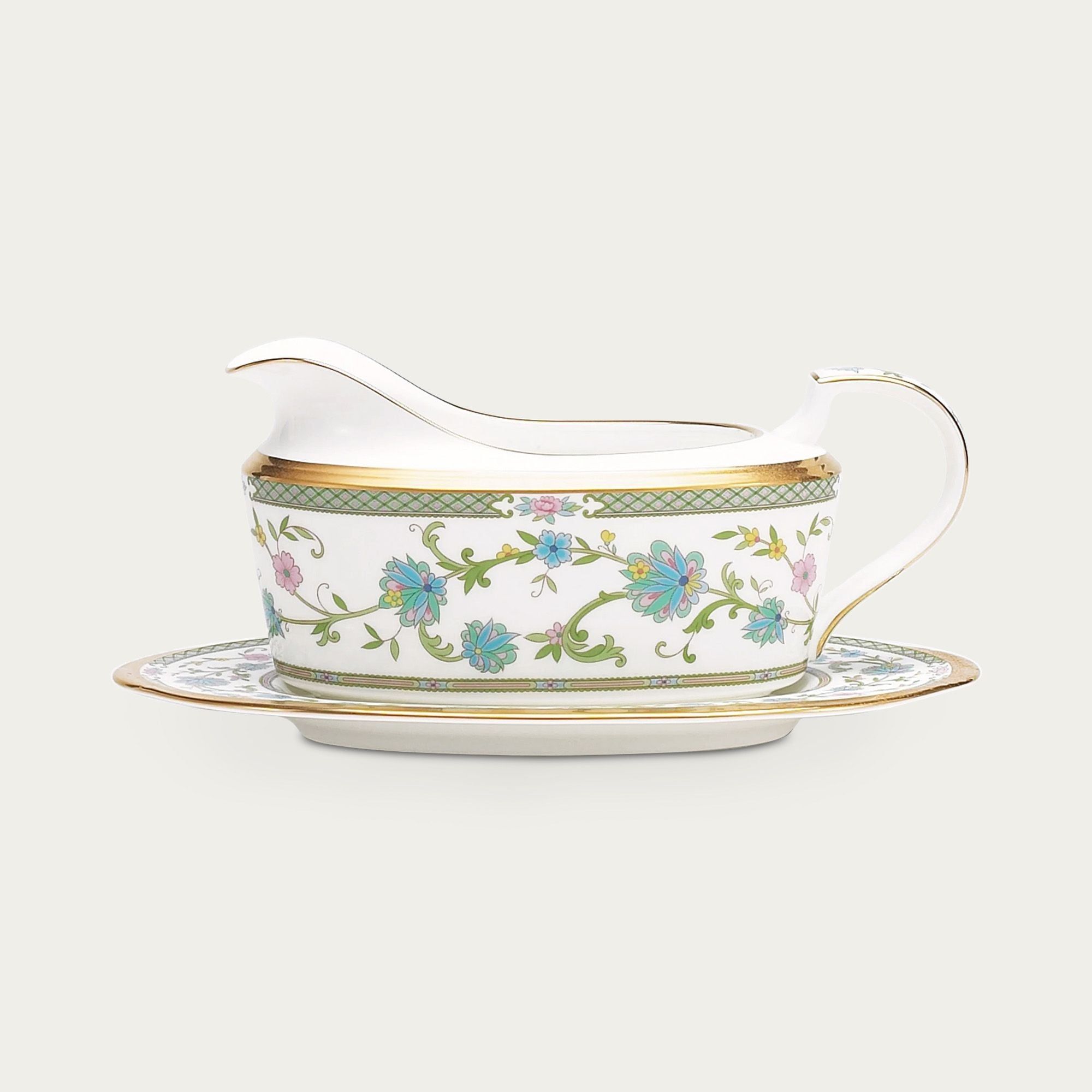 Bình (hũ) đựng nước xốt dung tích 580ml kèm đĩa lót sứ xương Nhật Bản | Noritake Yoshino 9983J - 59541