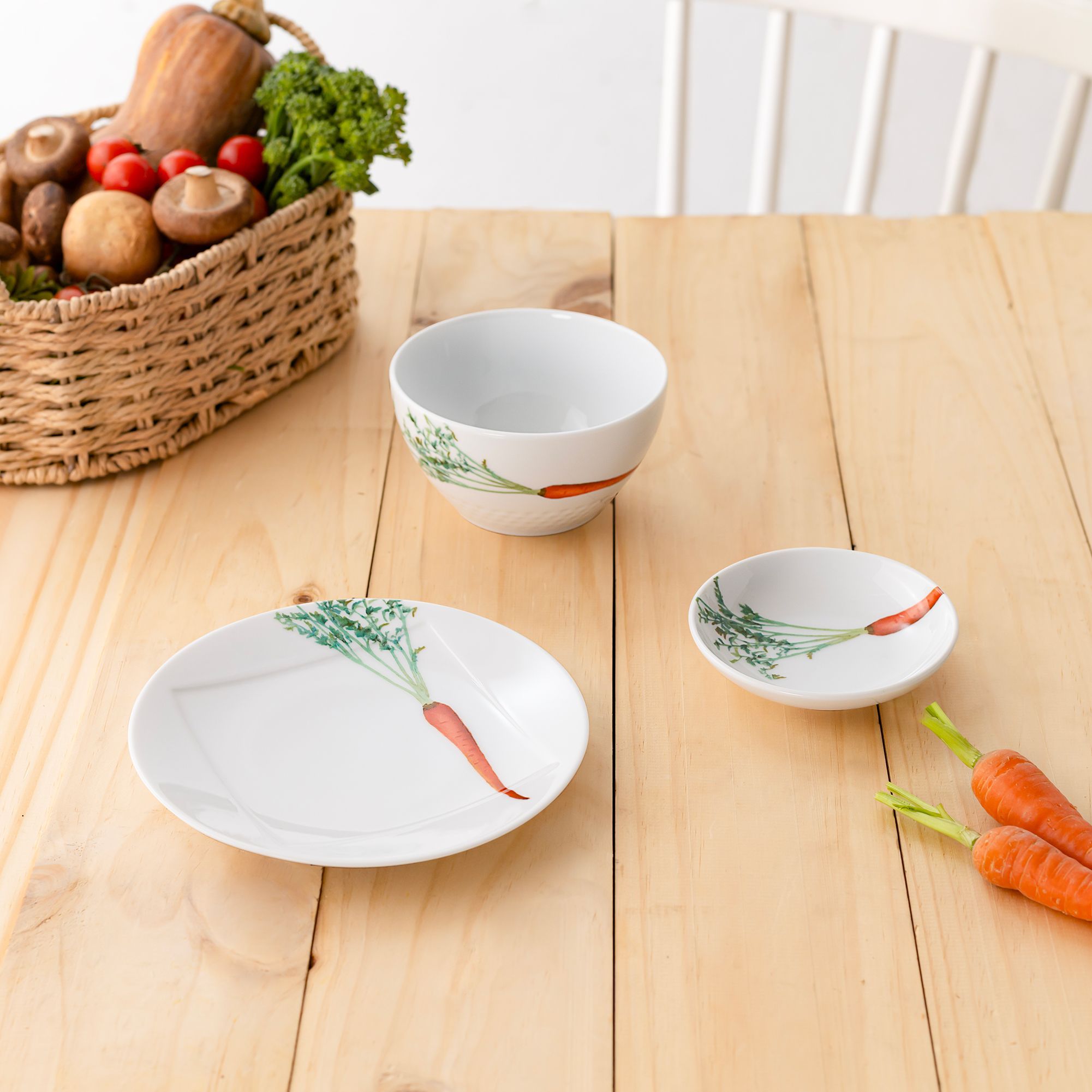 Bộ bát đĩa ăn châu Á cơ bản 22 món (cho 6 người) sứ trắng | Noritake Kyoka Shunsai 1620-17L - D022AC