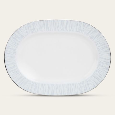  Đĩa Oval cỡ vừa (MD) dài 35,3cm sứ trắng | Noritake Glacier Platinum 1702L - 91044 