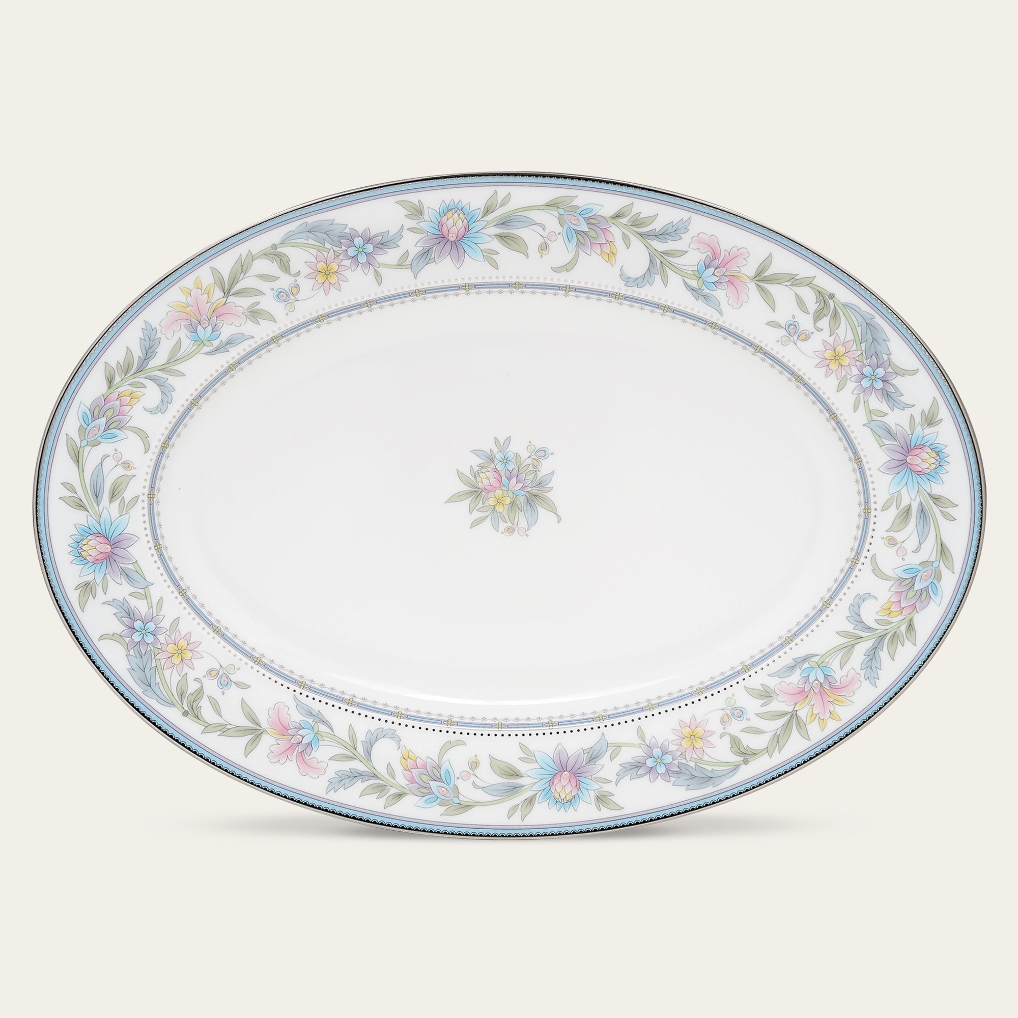 Đĩa Oval cỡ vừa (MD) dài 36,8cm sứ xương | Noritake Jardin Fleuri 4910L - 97244