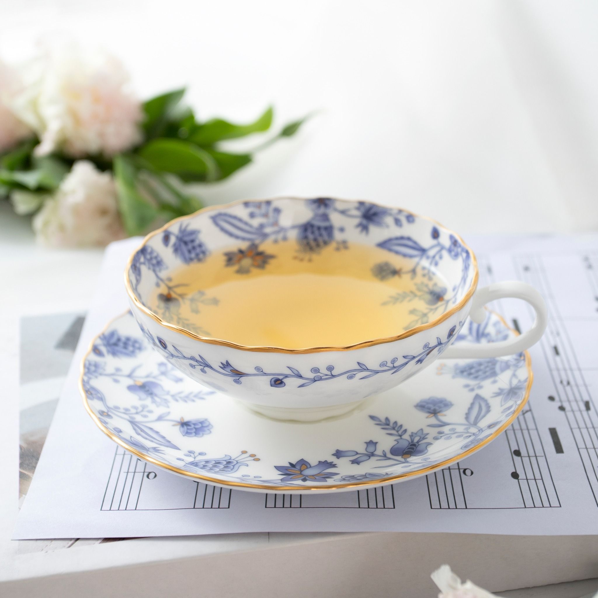 Bộ ấm chén uống trà (ấm nhỏ 520ml, chén 180ml) 15 món sứ xương | Noritake Blue Sorrentino 4562L - T017LS