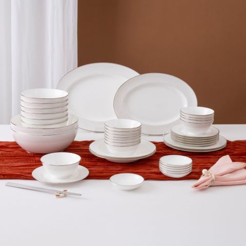  Bộ bát đĩa ăn châu Á đầy đủ 38 món (cho 6 người) sứ xương | Noritake Broome Street 4913L - D038AD 