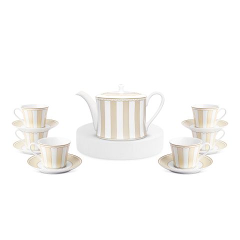  Bộ ấm chén uống trà (ấm 1.075ml, chén 250ml) 13 món sứ trắng | Noritake Carnivale Champagne M-619L - T014A 