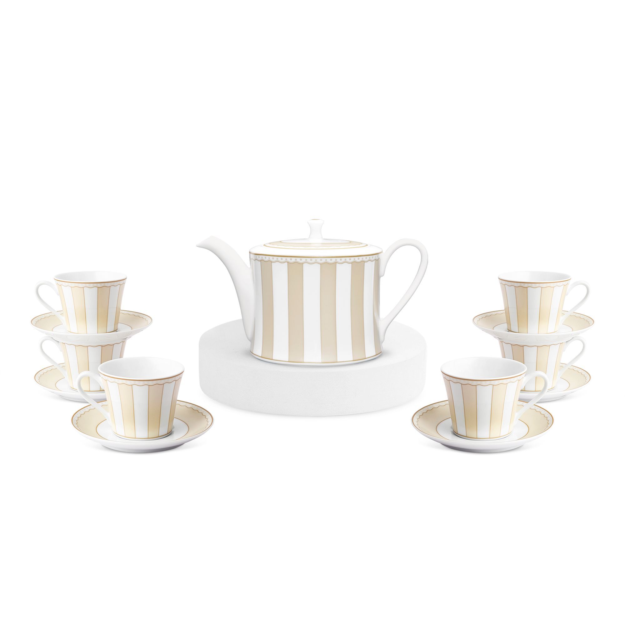 Bộ ấm chén uống trà (ấm 1.075ml, chén 250ml) 13 món sứ trắng | Noritake Carnivale Champagne M-619L - T014A
