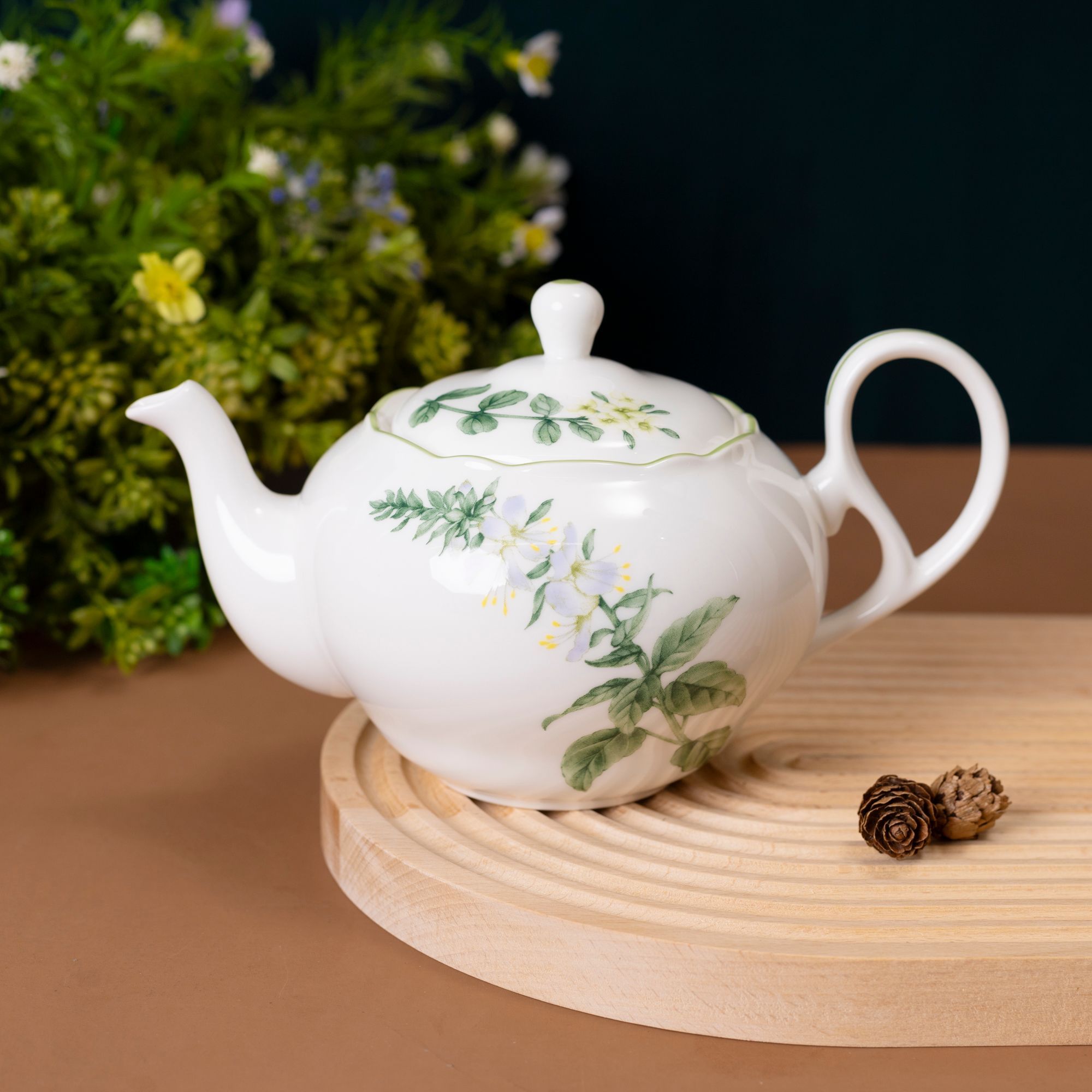 Bộ ấm chén uống trà nhỏ (ấm 600ml, chén 105ml) 13 món sứ xương | Noritake English Herbs 4942L - T014S